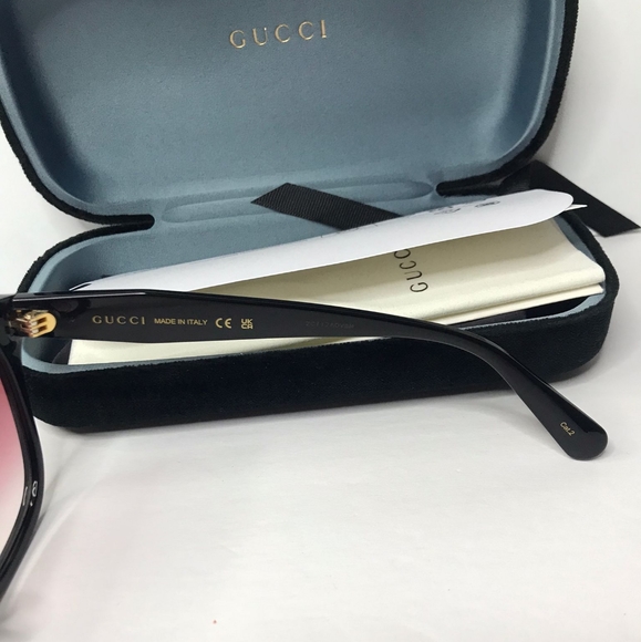 💯 - New- Gucci Sunglasses Women's GG0800SA 002 Black/Red Gradient Lenses 56mm - Picture 13 of 15